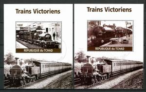 Chad 2016 CTO Rail Stamps Victorian Trains Steam Engines Locomotives 2x 1v M/S