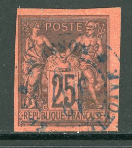 France Colonies 1879 Peace & Commerce 25¢ Black/Red Type 2 Sc# 44 VFU D665