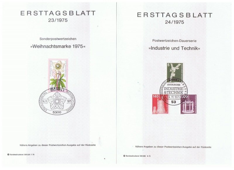 6 German Ersttagsblatt from 1975