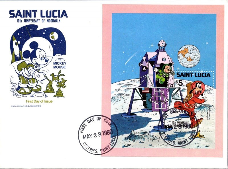 Saint Lucia FDC 1980 - 10th Anniversary of Moonwalk - Castries - F64987