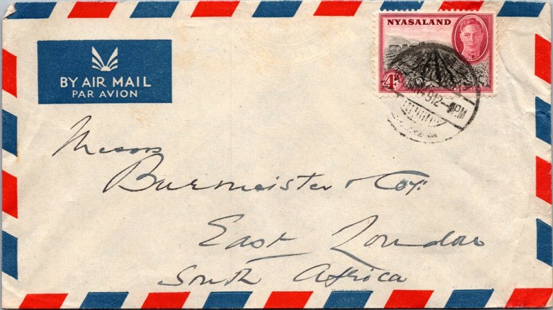 1949 NYASALAND SINGLE KING TO SOUTH AFRICA ( Postal History ), 1949