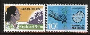 NAURU Scott 86-87 MH* Indepence set 1968