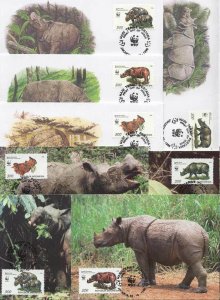 Indonesia 8 FDC/cards WWF/Rhinoceros 1996