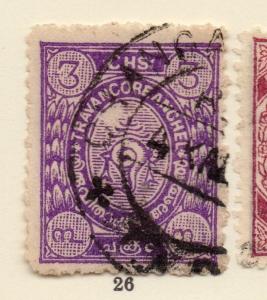 Travancore 1920s Early Issue Fine Used 3ch. 268203