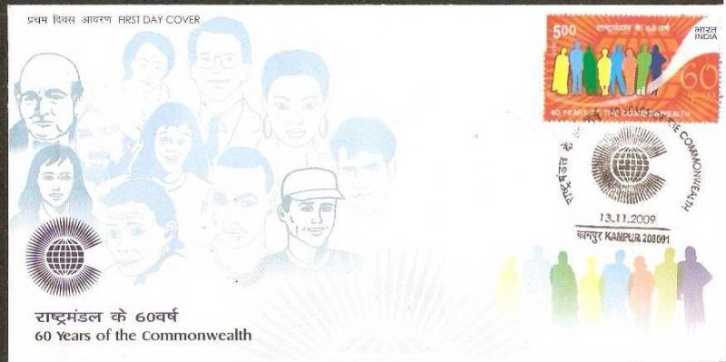 India 2009 60 Years of Commonwealth Emblem People FDC Inde Indien