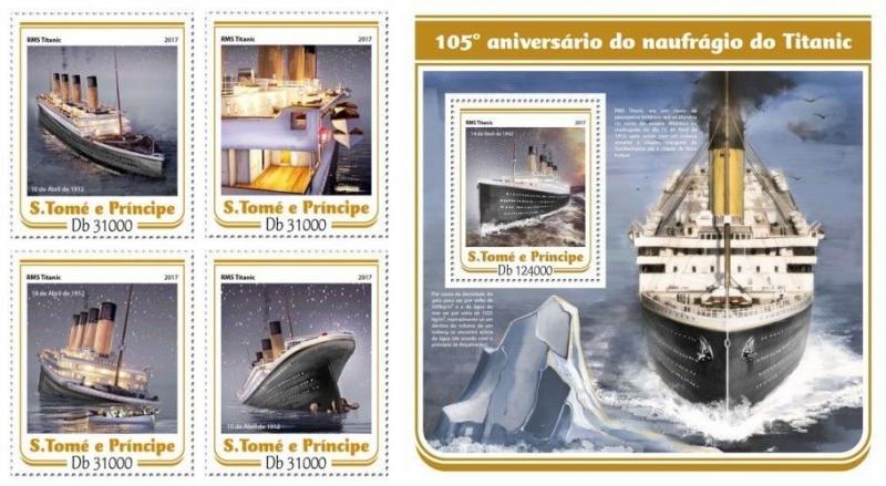 Z08 ST17209ab Sao Tome and Principe 2017 Titanic MNH ** Postfrisch Set