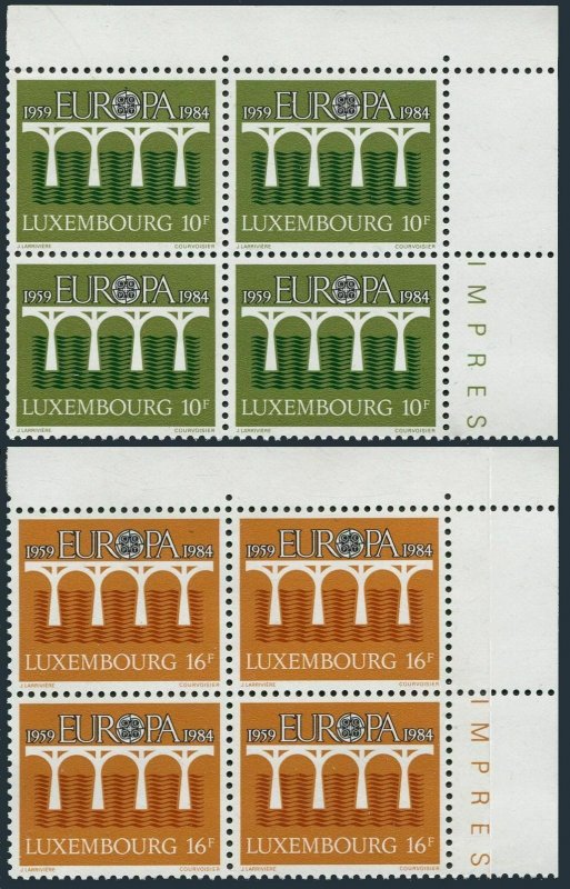 Luxembourg 708-709 blocks/4,MNH.Michel 1098-1099. EUROPE CEPT-1984,Bridge.