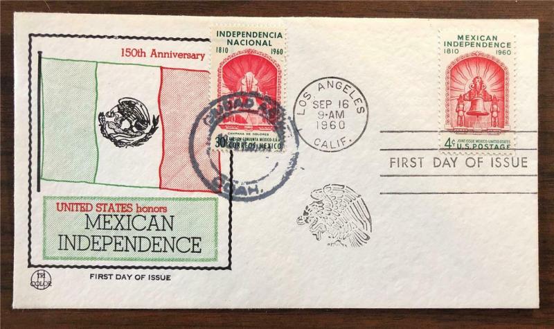 US Mexico Stamp Scott 1157 on Joint First Day Cover with 2 Cancels Dual