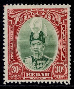 MALAYSIA - Kedah GVI SG63, 30c green & scarlet, LH MINT. Cat £18.