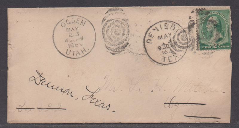 **US 19th Century Cover Scott #213, Ogden, UT, 5/23/1889 To Texas