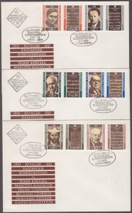 BULGARIA Sc # 2930-5 SET of 3 FDC with LABELS of 6 FAMOUS BULGARIAN COMPOSERS