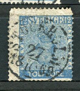 SWEDEN; 1858 early classic ' Ore ' issue used Shade of 12ore. + POSTMARK