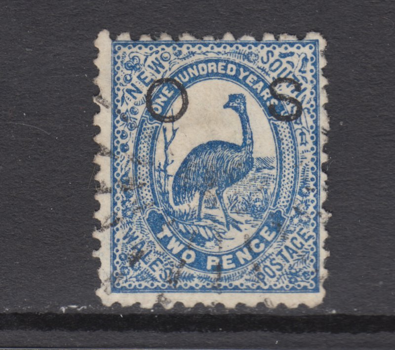 New South Wales SG O40 used. 1888 4p Prussian blue Emu, Inverted Watermark