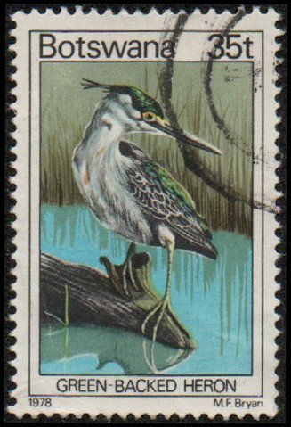 Botswana 209 - Used - 35t Green-backed Heron (1978) (cv $3.20) +