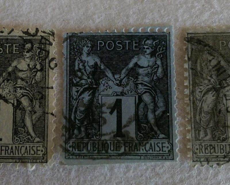 France 1877 Stamp YVERT #83c BLACK ON COBALT Peace and Commerce Type II Sage $$$