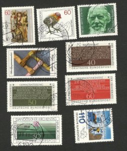 GERMANY - 9 USED STAMPS - 1981. (13)