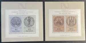 ICELAND # 564 & 581-MINT NEVER/HINGED--SET OF SOUVENIR SHEETS--1982-83