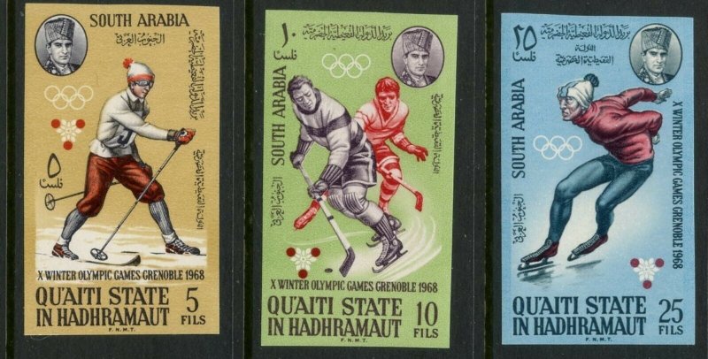 SOUTH ARABIA QU’AITI MI#123-30 1968 Grenoble Olympics Imperf Cpl Set MNH