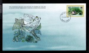 Cousteau Tuvalu # 100,105,108 FDC Card!