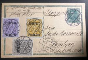 1918 Vienna Austria to Lemberg Poland Airmail Cover # C1-C3 Postcard Stationary