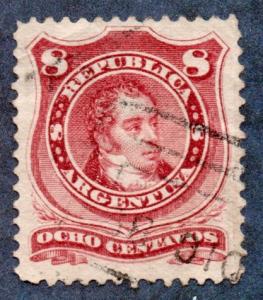 Argentina Scott #39 8c Rivadavia (1880) Used