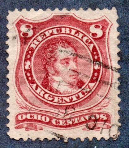 Argentina Scott #39 8c Rivadavia (1880) Used