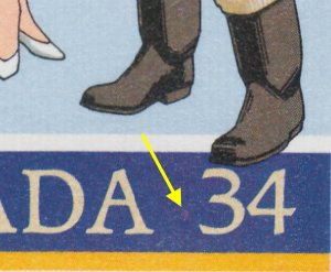 #1075 Canada 1985 mnh = RED SPOT BY 34 = navy = Freak/Error/Variety  [ec590]