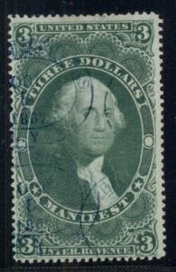 US #R86c $3.00 Manifest, used w/light blue cancel, VF, Scott $55.00