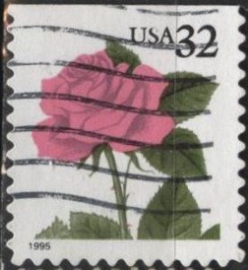 US 2492 (used) 32¢ pink rose (1995)