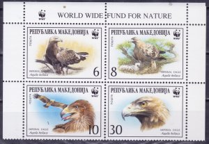 North Macedonia, 2001, Fauna - WWF Birds of Prey, 4block, Mi#215-8, MNH,++