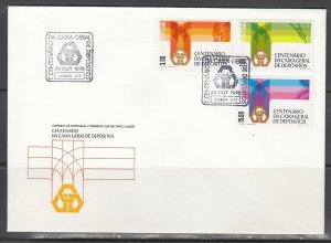 Portugal Scott 1304-6 FDC - Trust Fund Bank Centenary