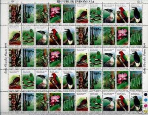 Indonesia 1592 Sheet MNH Birds, Flowers, Berries, Trees
