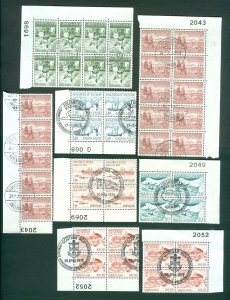 Greenland. 1970is. Lot. 8 - Blocks, Cancel, Marginal #. Dance-Kayak-Ship-Royal.