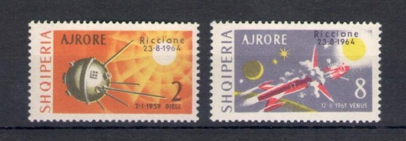 1964 ALBANIA - Airmail - Astronautical Expo in Riccione, Yvert no. 66-67, MNH**