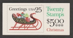 U.S. Scott Scott #2429a BK168 Greetings Christmas Sleigh Stamp - Mint NH Booklet