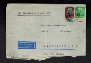 1941 Herford Germany to Laurelton USA Censored Israel Cover Heinz Philippsohn