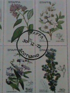 STAFFA-AIRMAIL-1972- COLORFUL LOVELY BEAUTIFUL FLOWERS CTO MINI SHEET