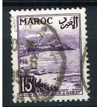 Morocco 1951  Scott 277 used - 15fr, Patio point 