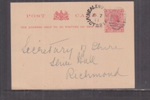 VICTORIA, POSTAL CARD, 1911 1d. Red, HEALESVILLE 521 duplex to Richmond.