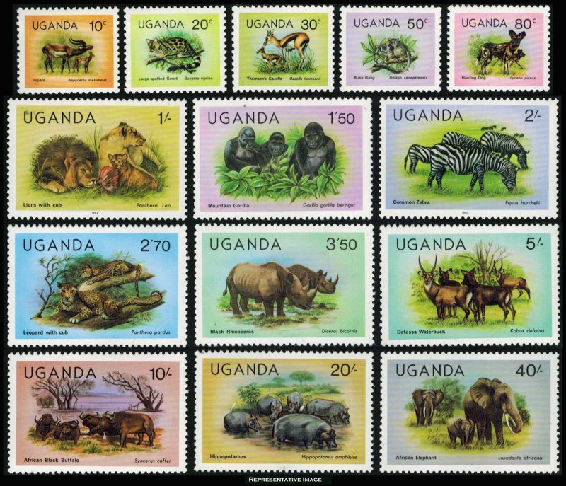 Uganda Scott 279-292 Mint never hinged.