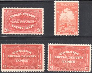 Canada #E2-E3-E4-E5 Mint VF NH-LH C$450.00 Special Delivery Stamps