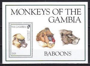 Gambia, Scott cat. 1551. Monkey s/sheet.