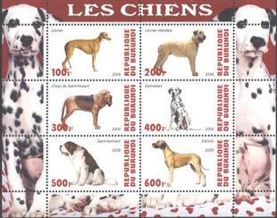 Burundi 2009 Domestic Animals Fauna Famous Dogs Mammals Pets M/S Stamps MNH (4)