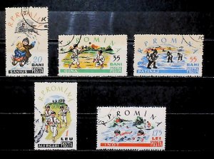 ROMANIA 1960 Village Children's Games Tobogganing Skating Used Set A25P29F18265-