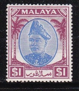 Album Treasures Malaya Selangor Scott # 92   $1  Sultan Alam Shah  MH