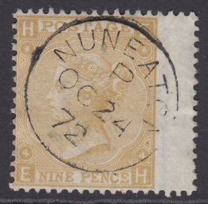 SG 110 9d straw. Very fine used with a Nuneaton CDS, Oct 24th 1872