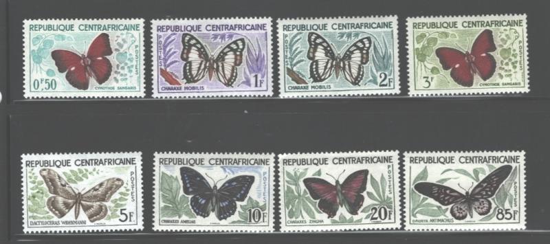 REP.CENTRE AF 1960-1961 BUTTERFLIES #4 - 11 MNH