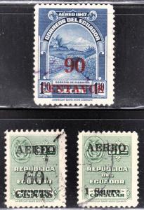 Ecuador Scott C233-235  complete set  F to VF used.