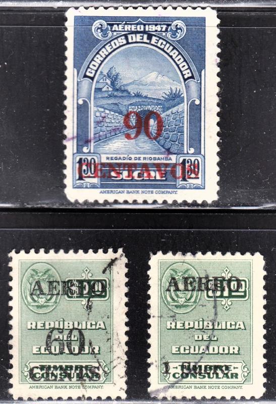 Ecuador Scott C233-235  complete set  F to VF used.