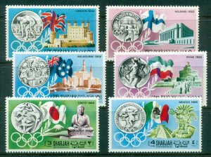 Sharjah 1968 Mi#496-501 History of the Olympic Games MUH